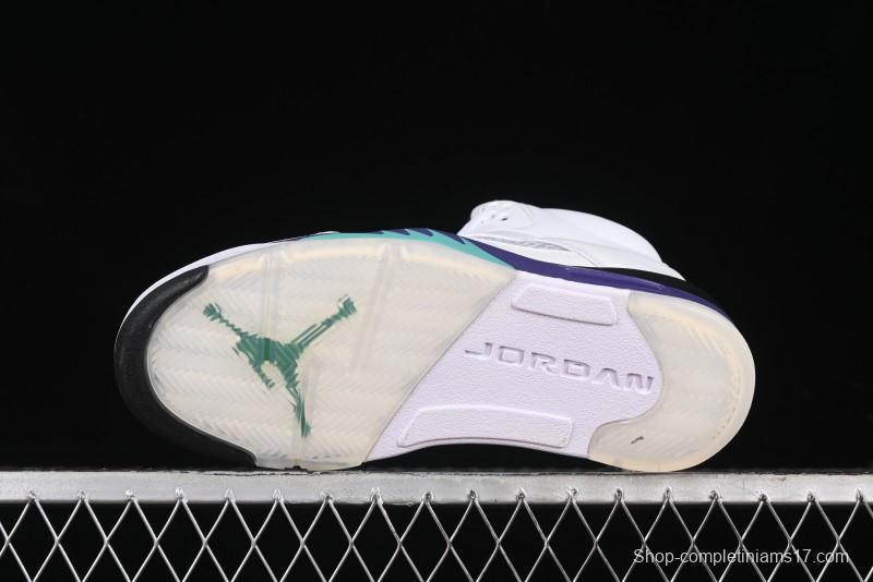 Nike Air Jordan 5 Retro Sneakers in White and Purple Grape Colorway - 136027-108