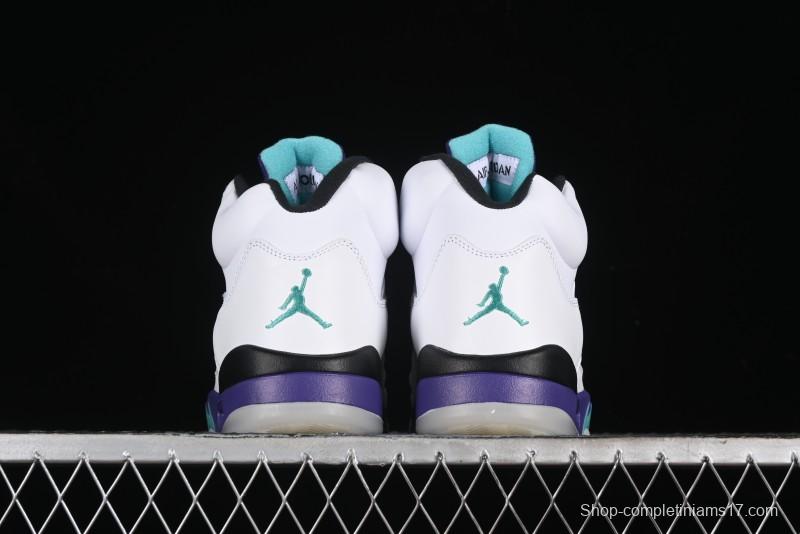 Nike Air Jordan 5 Retro Sneakers in White and Purple Grape Colorway - 136027-108