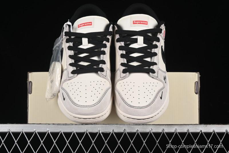 Nike SB Dunk Low SUP Collaboration - Gray White Black Swoosh Anniversary High-End Custom Low-Top Casual Skate Shoes - MM1089-019
