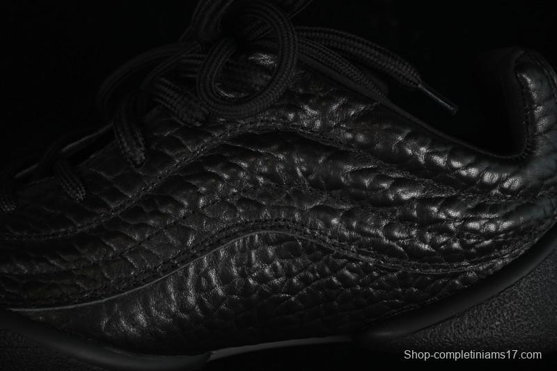 Alexander McQueen Flexion Retro Sneakers in Black with Diamond Grain Calfskin - 8.F6