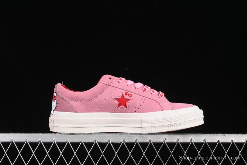 Converse One Star Hello Kitty Collaboration Low Top Casual Sneakers with Embroidered Bow - 362941C
