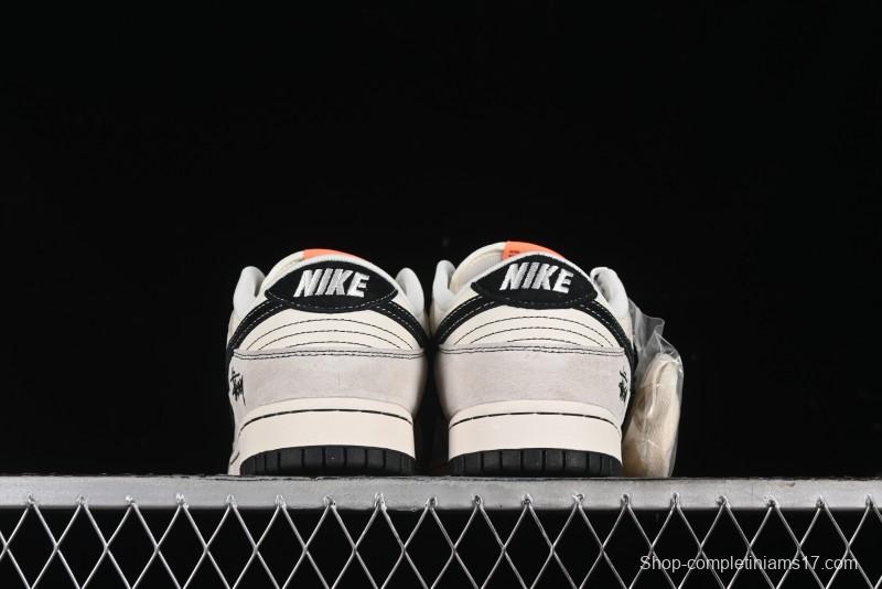 Nike SB Dunk Low Stussy Collaboration Patchwork Grey White Black Swoosh Anniversary Custom Low-Top Casual Skate Shoes - MM1089-022