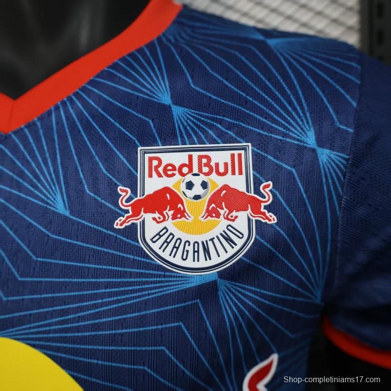 Player Version 25/26 RB Bragantino Blue with Geometric Pattern and Red Bull Logo Jersey