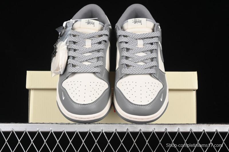Nike SB Dunk Low Stussy Collaboration - Midnight Grey Anniversary Custom Low-Top Casual Skate Shoes - BB9898-007