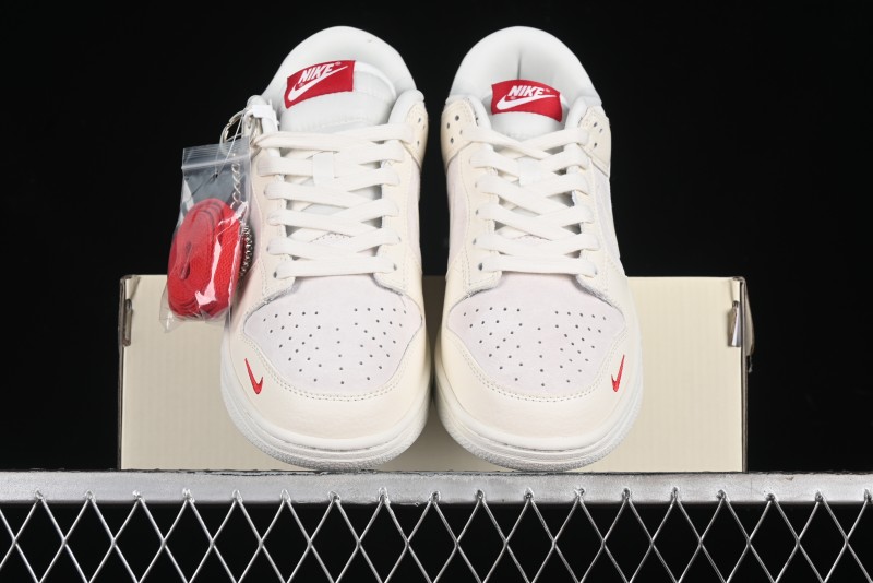 Nike SB Dunk Low Comme des Garçons Collaboration - Pigskin White Swoosh Anniversary Custom Low-Top Casual Skate Shoes - KK1333-004