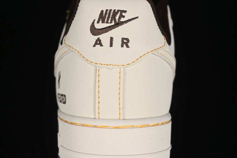 Nike Air Force 1 '07 Low UN Collaboration Casual Sneakers in Off-White with Yellow Stitch - KK3333-002