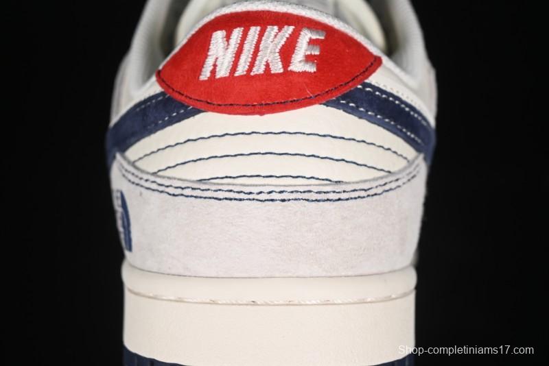 Nike SB Dunk Low The North Face Collaboration - Grey Pigskin Navy Swoosh Anniversary Custom Low-Top Casual Skate Shoes - SJ1089-012