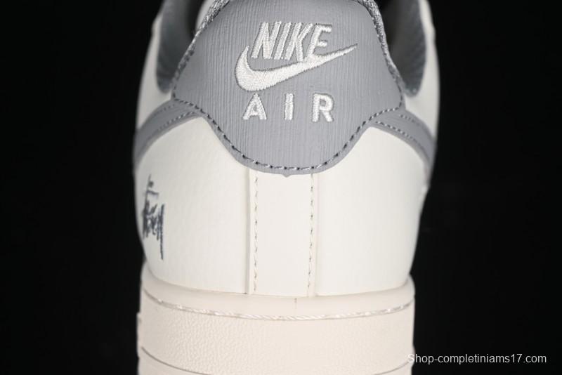 Nike Air Force 1 '07 Low Stussy Collaboration - Brushed Grey Low-Top Casual Sneakers - XZ3328-005