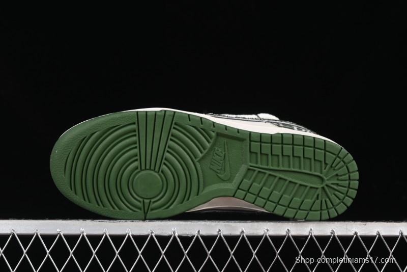 Nike SB Dunk Low Dior Collaboration - Strap Woven Green Check Anniversary High-End Custom Low-Top Casual Skate Shoes - SJ2068-309
