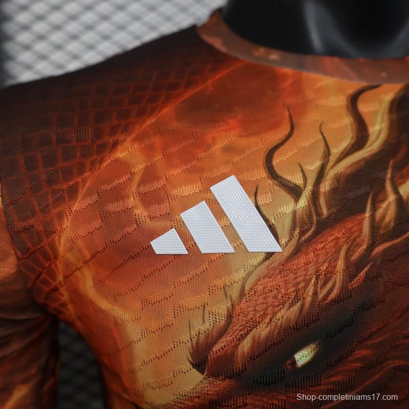 Player Version 25/26 Real Madrid NA ZHA Orange with Dragon Warrior Jersey