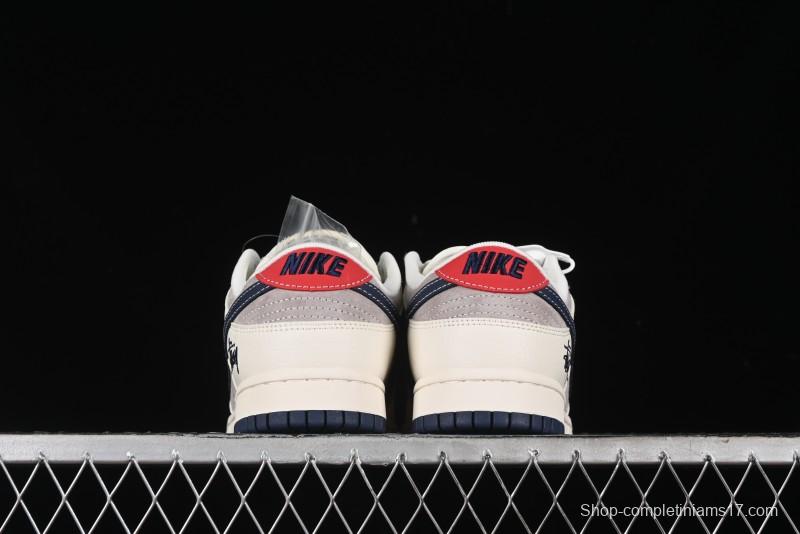 Nike SB Dunk Low Stussy Anniversary High-End Custom Sneakers with Blue Swoosh - SJ1089-003