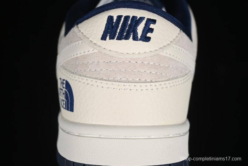 Nike SB Dunk Low The North Face Collaboration - Grey Pigskin White Swoosh Anniversary Custom Low-Top Casual Skate Shoes - KK1333-006