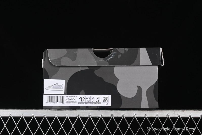 Nike Travis Scott x Fragment Design x Air Jordan 1 Low OG SP AJ1 Bape Collaboration - Moon Shadow Grey Low Top Casual Sneakers BB6511-625