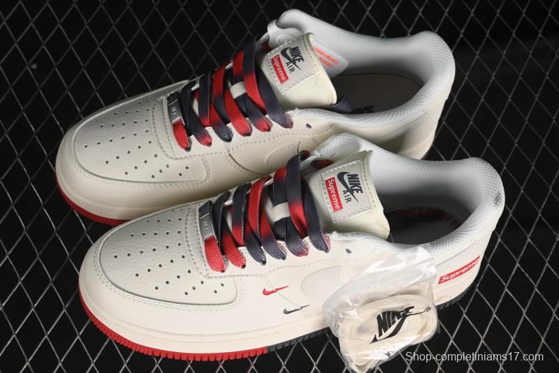 Nike Air Force 1 '07 Low Supreme Collaboration - Beige Red Blue Colorblock Casual Sneakers - XZ6188-228