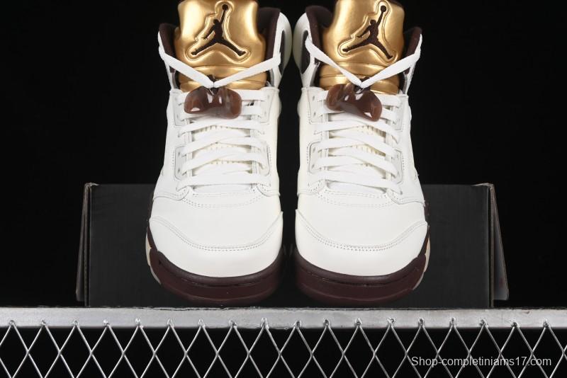 Nike Air Jordan 5 Retro Basketball Shoes in White/Tan - DD9336-200