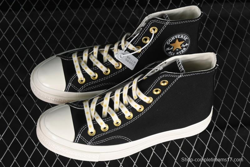 Converse Chuck 1970s High-Top Sneakers with Gold Star Accents and Classic Black & White Design - A12462C