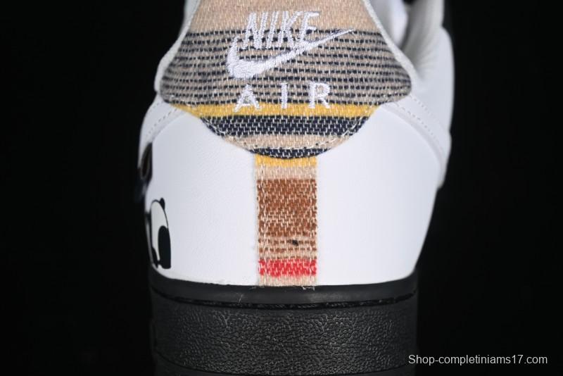Nike Air Force 1 '07 Low Casual Sneakers with Lazy Panda Design - CW1188-768