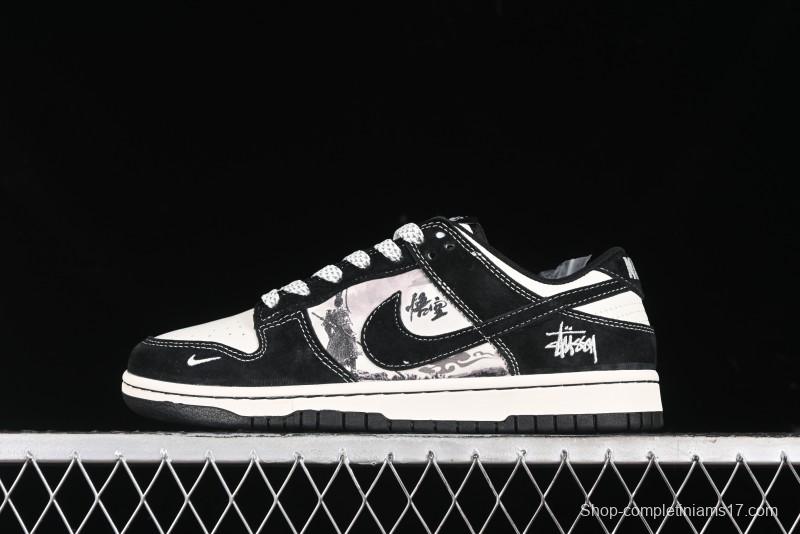 Nike SB Dunk Low Stussy Collaboration - Black Wukong Anniversary High-End Custom Low-Top Casual Sneakers - XX2025-555