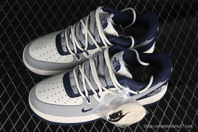 Nike Air Force 1 '07 Low The North Face Collaboration - Grey Blue Drawstring Low-Top Casual Sneakers - SJ1198-700