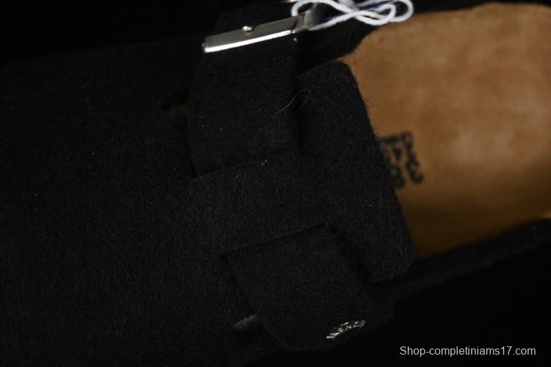 Birkenstock Half Open Toe Sandals with Smokeless Coal Wool Upper - G.D4