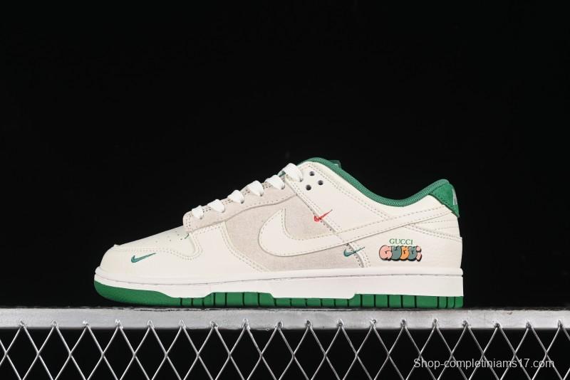 Nike SB Dunk Low Gucci Collaboration - Custom White Swoosh Leather Patch Anniversary Edition Low-Top Casual Skate Shoes - KK1688-052