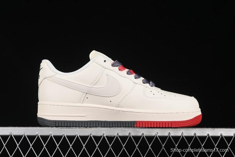 Nike Air Force 1 '07 Low Supreme Collaboration - Beige Red Blue Colorblock Casual Sneakers - XZ6188-228