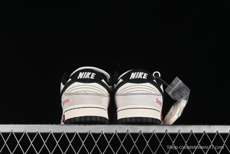 Nike SB Dunk Low SUP Collaboration - Gray White Black Swoosh Anniversary High-End Custom Low-Top Casual Skate Shoes - MM1089-019