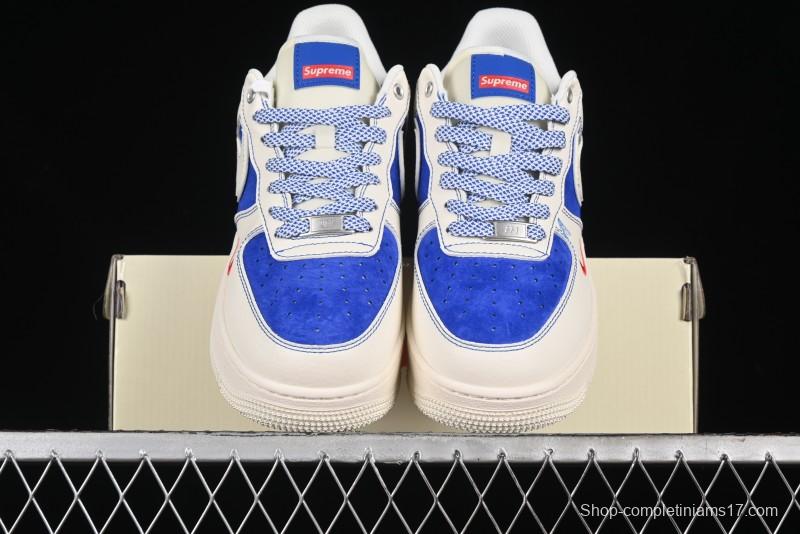 Nike Air Force 1 '07 Low Supreme Collaboration - Off White Navy Blue Low Top Casual Sneakers SJ6698-004