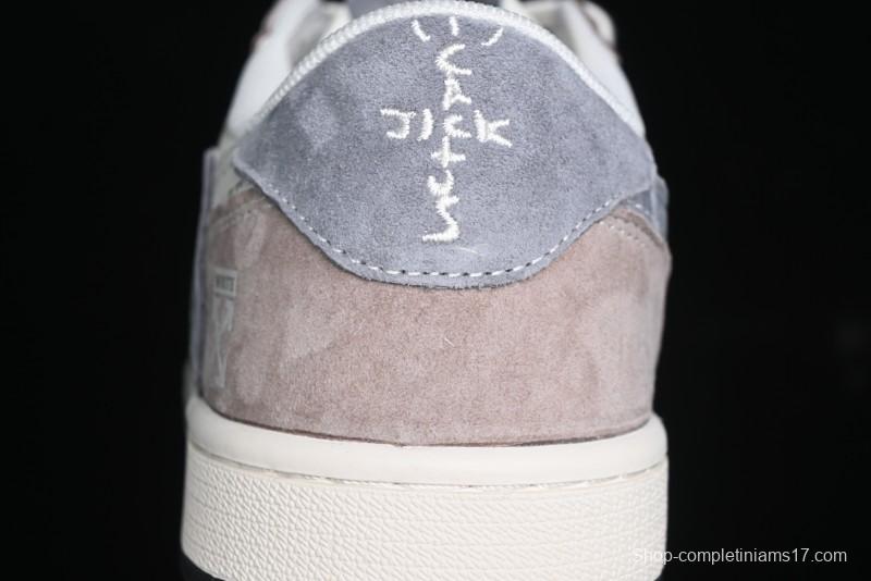 Nike Travis Scott x Fragment Design x Air Jordan 1 Low OG SP AJ1 OF Collaboration - Latte Grey Low Top Casual Sneakers - SJ2068-109