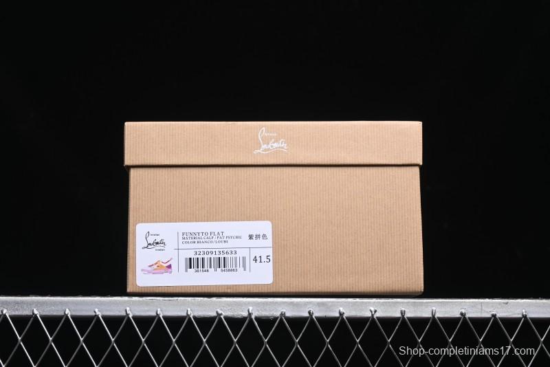 Christian Louboutin Funnyto Flat French Luxury Brand Low-Top Sneakers in Purple Color Block - X.D4