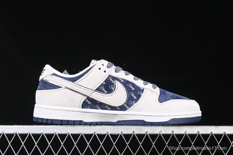 Nike SB Dunk Low Stussy Collaboration - Light Blue Pig Anniversary High-End Custom Low-Top Casual Skate Shoes - XX2025-528