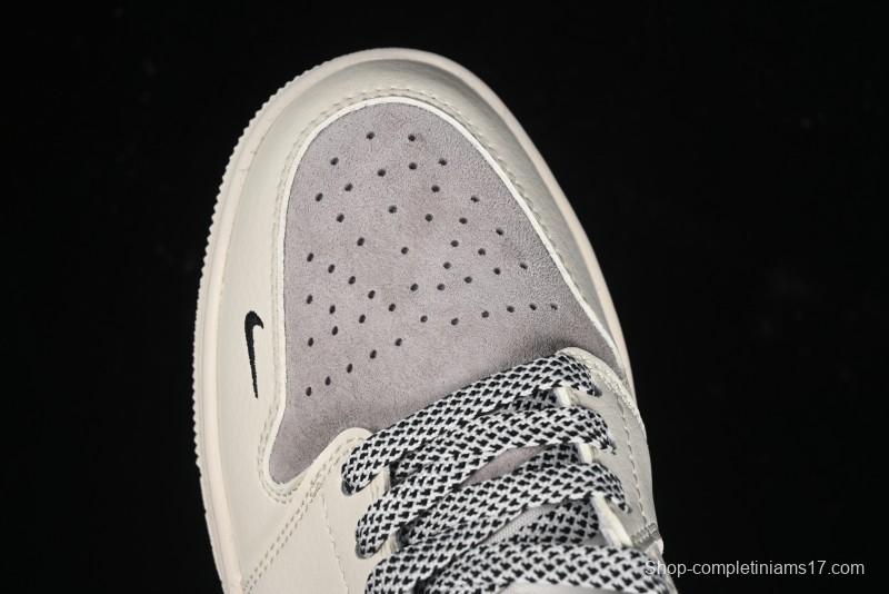 Nike Air Jordan 1 Low Supreme Collaboration - Dual-Tone Black Swoosh Custom Retro Basketball Shoes - SJ9950-043