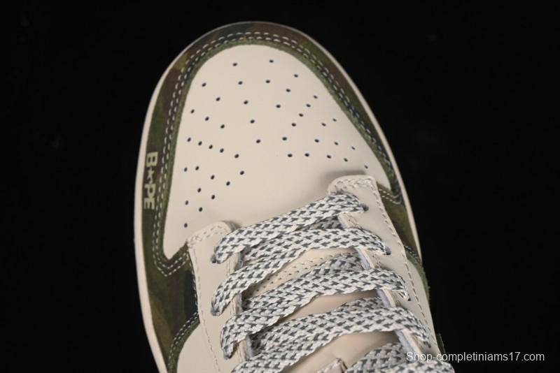Nike SB Dunk Low Bape Collaboration - Patchwork Camouflage Anniversary Custom Low-Top Casual Sneakers - CH6336-229