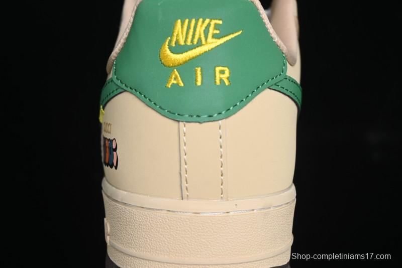 Nike Air Force 1'07 Low Gucci Collaboration White Brown Green Low-Top Casual Sneakers - KK1988-024