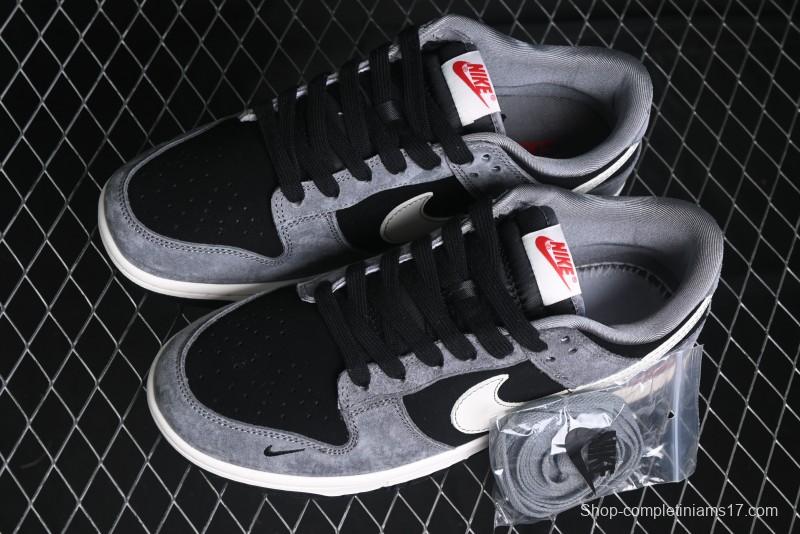 Nike SB Dunk Low Supreme Collaboration - Carbon Black Grey Pig Anniversary High-End Custom Low-Top Casual Skate Shoes - XX3186-206