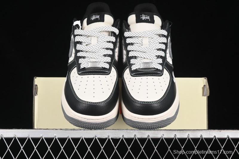 Nike Air Force 1 '07 Low Stussy Collaboration - Black Grey Casual Sneakers - XZ3328-566