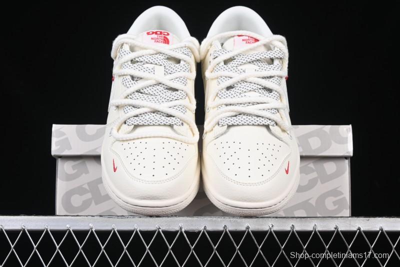 Nike SB Dunk Low x The North Face x Supreme Series - Strap Beige White Hook Anniversary High-End Custom Low-Top Casual Skate Shoes - YX5066-229