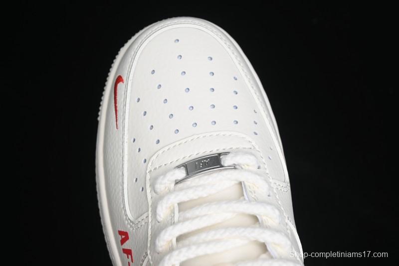 Nike Air Force 1 '07 Low Stussy Collaboration - AF1 White Red Label Low-Top Casual Sneakers - SJ6698-016