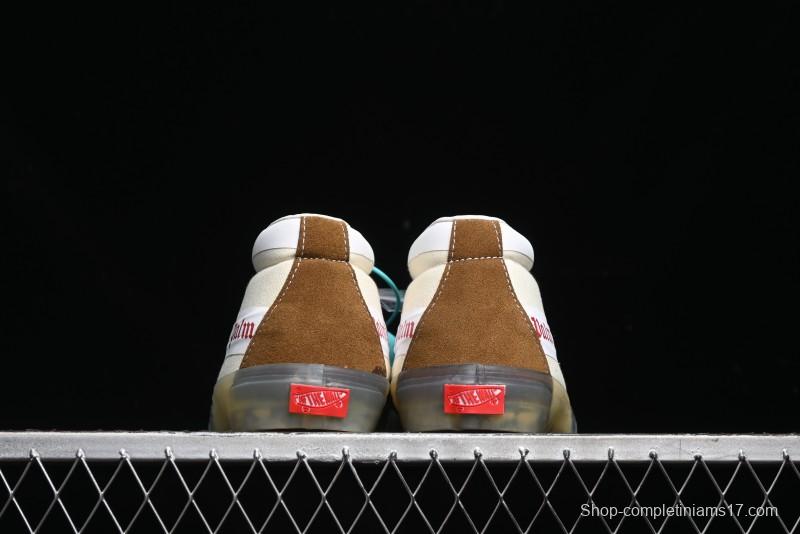 Palm Angels x Vans Sk8-Mid Collaboration Mid-Top Skate Shoes with Distressed Sole - VN000CRPGRN