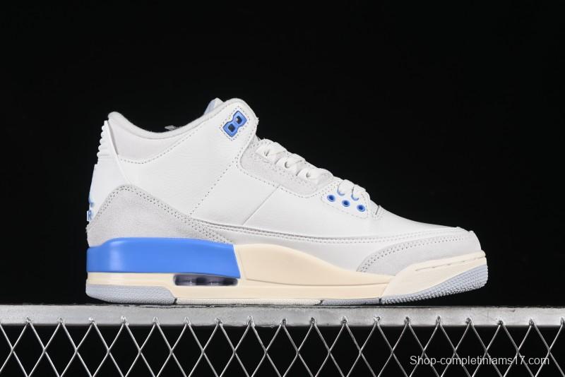 Nike Air Jordan 3 Retro "Lucky Shorts" Basketball Shoes with University Blue and White Colorway - CT8532-101