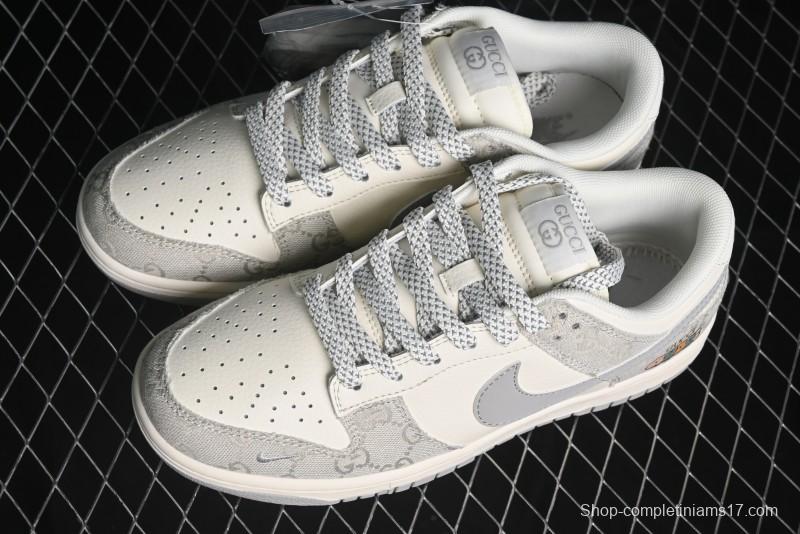 Nike SB Dunk Low Gucci Collaboration - Smoke Grey Sole Anniversary High-End Custom Low-Top Casual Skate Shoes - XX2025-802