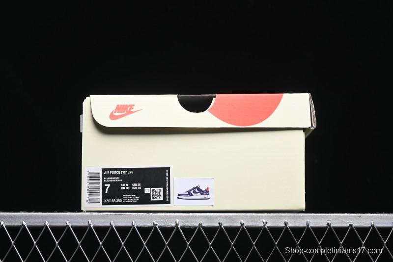 Nike Air Force 1 '07 Low Stussy Collaboration - Navy Red Print Casual Sneakers - XZ6188-350