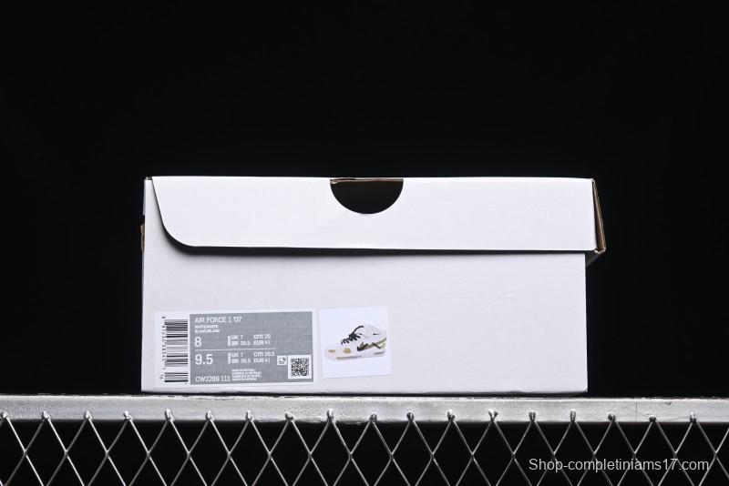 Nike Air Force 1 '07 Mid Hand-Painted Olive Green with Swoosh Shadow Strap Mid-Top Casual Sneakers - CW2289-111