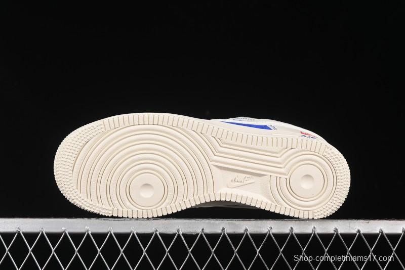 Nike Air Force 1 '07 Low Supreme Collaboration - Off White Navy Blue Low Top Casual Sneakers SJ6698-004