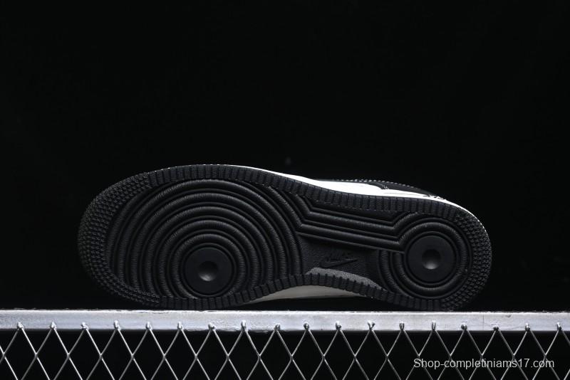 Nike Air Force 1 '07 Low Stussy Collaboration - Black White Mini Swoosh Low-Top Casual Sneakers - SJ6698-010