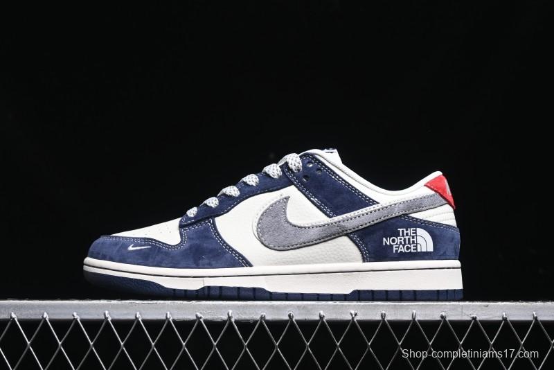 Nike SB Dunk Low The North Face Collaboration - Light Blue Grey Check Anniversary High-End Custom Low-Top Casual Skate Shoes - YX5066-251