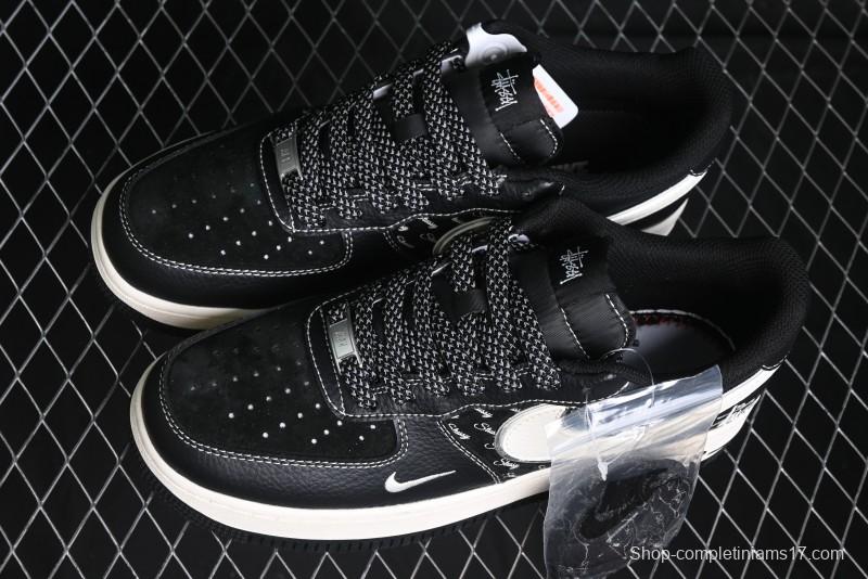 Nike Air Force 1 '07 Low Stussy Collaboration - All Black Low-Top Casual Sneakers - XZ6188-311