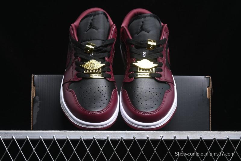 Nike Air Jordan 1 Low AJ1 Black Wine Red Metallic Wings DB6491-600