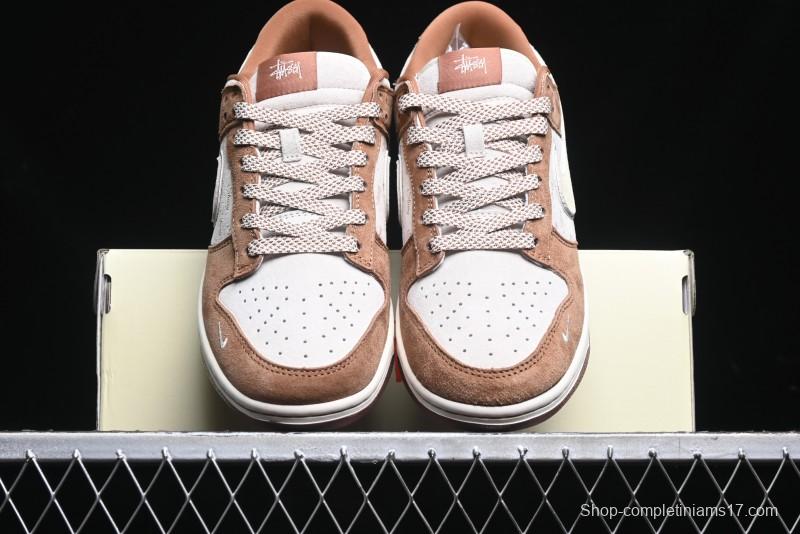 Nike SB Dunk Low Stussy Collaboration - Mummy Brown Anniversary Custom Low-Top Casual Sneakers - XX3168-601