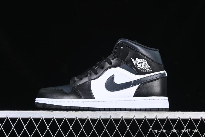 Nike Air Jordan 1 Mid AJ1 Basketball Shoes in Black White Gray - DQ8426-010